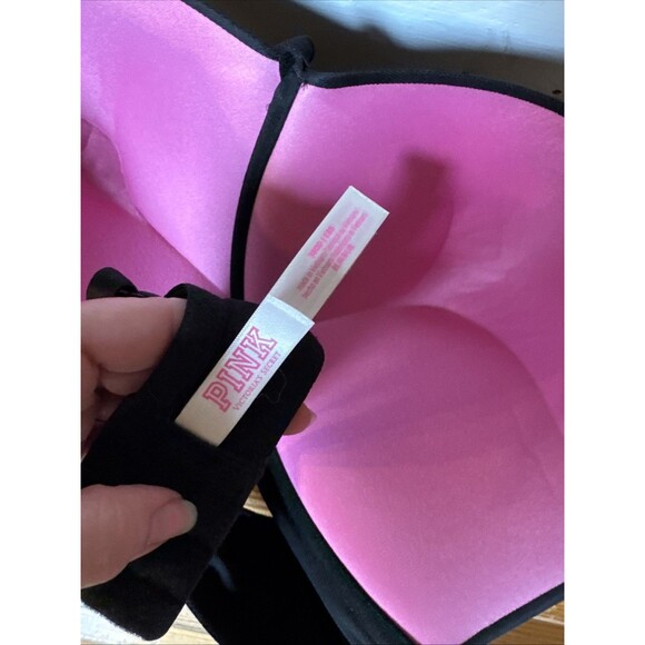 VICTORIA'S SECRET PINK Super Push-Up Bra VS Black 38DD - Picture 3 of 6